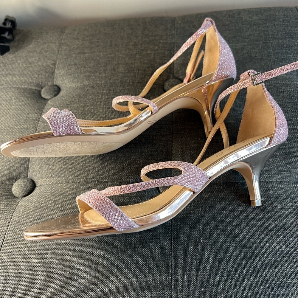 Badgley Mischka Pink jeweled Strappy Heels - Picture 4 of 7